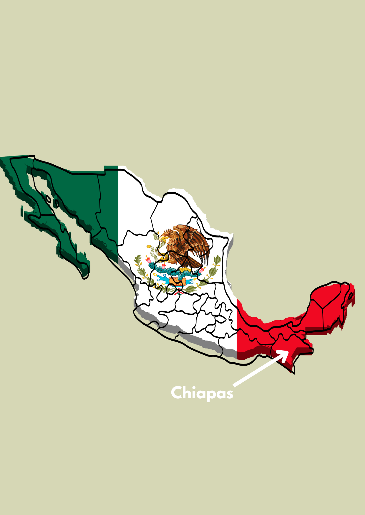 Map of Mexico with Chiapas region highlighted